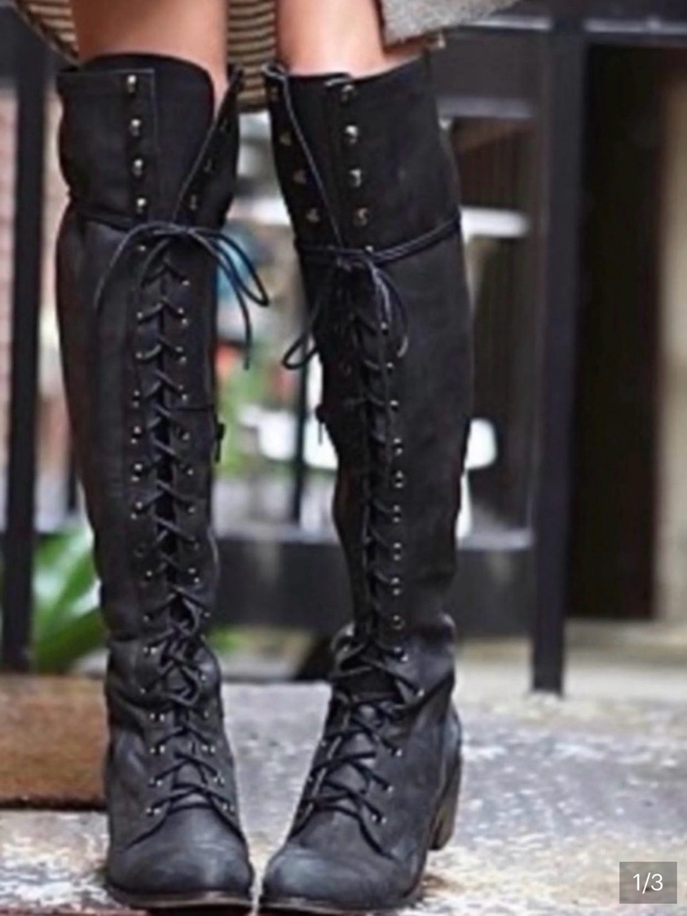Jeffrey Campbell x Free People Joe Black Lace-Up Over-the-Knee Boots